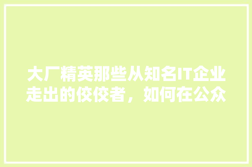 大厂精英那些从知名IT企业走出的佼佼者，如何在公众号打造爆款内容 百度SEO