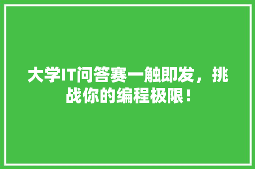 大学IT问答赛一触即发，挑战你的编程极限！ 必应SEO