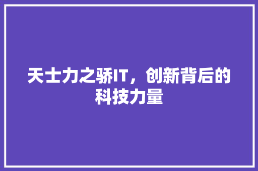 天士力之骄IT，创新背后的科技力量 百度SEO