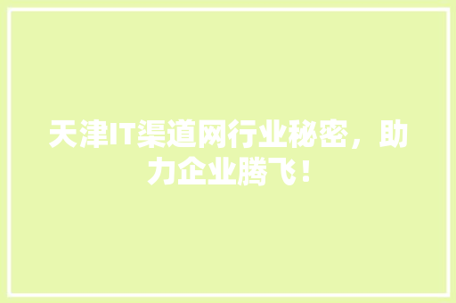 天津IT渠道网行业秘密，助力企业腾飞！ 百度SEO