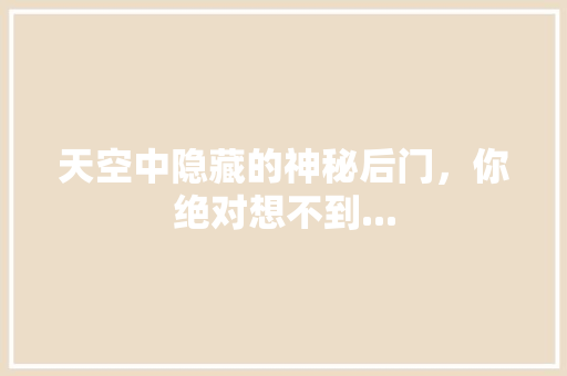 天空中隐藏的神秘后门，你绝对想不到... 必应SEO
