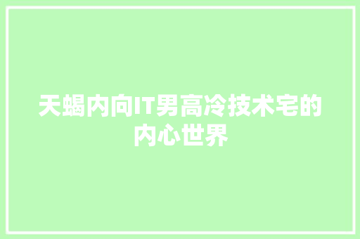 天蝎内向IT男高冷技术宅的内心世界 必应SEO