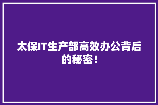太保IT生产部高效办公背后的秘密！ 必应SEO
