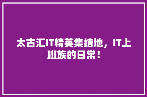 太古汇IT精英集结地，IT上班族的日常！ 百度SEO