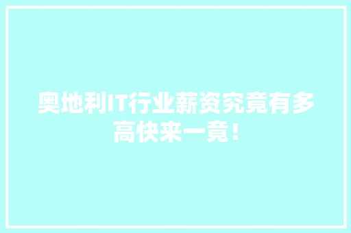奥地利IT行业薪资究竟有多高快来一竟！ 百度SEO