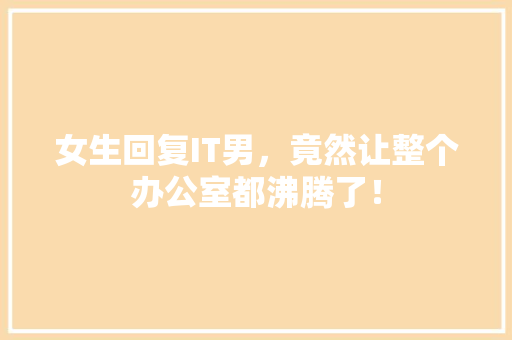 女生回复IT男，竟然让整个办公室都沸腾了！ 搜狗SEO