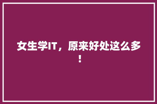 女生学IT，原来好处这么多！ 神马SEO