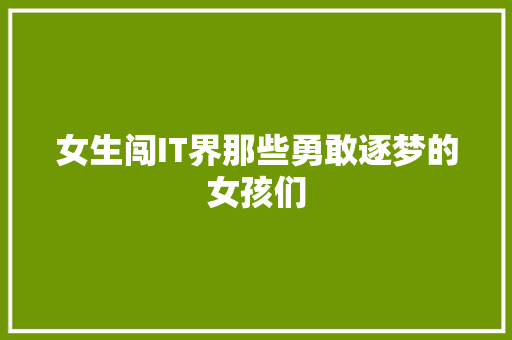 女生闯IT界那些勇敢逐梦的女孩们 神马SEO