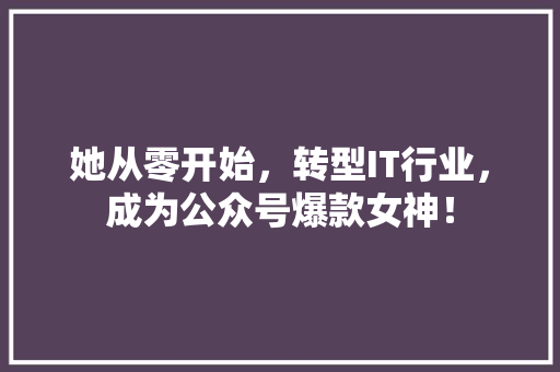 她从零开始，转型IT行业，成为公众号爆款女神！ 搜狗SEO