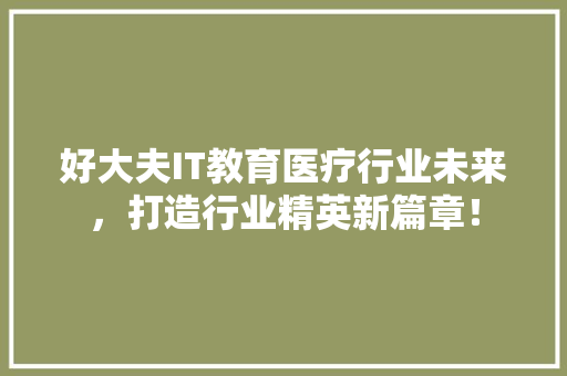 好大夫IT教育医疗行业未来，打造行业精英新篇章！ 百度SEO