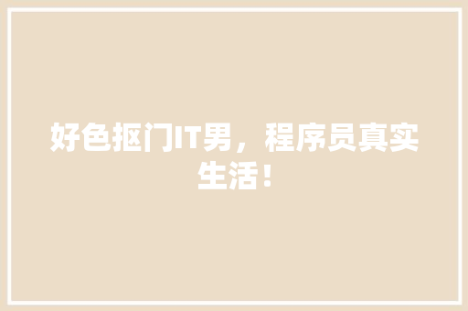 好色抠门IT男，程序员真实生活！ 神马SEO