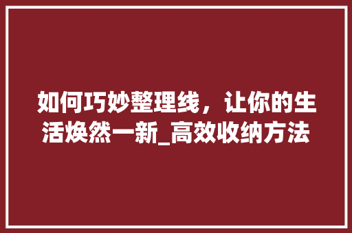 如何巧妙整理线，让你的生活焕然一新_高效收纳方法！ 百度SEO