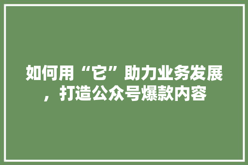如何用“它”助力业务发展，打造公众号爆款内容 GoogleSEO