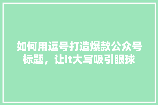 如何用逗号打造爆款公众号标题，让it大写吸引眼球 百度SEO