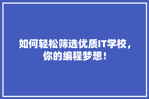 如何轻松筛选优质IT学校，你的编程梦想！ 必应SEO