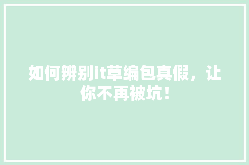 如何辨别it草编包真假，让你不再被坑！