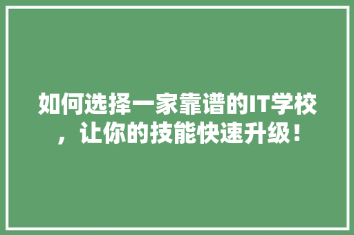 如何选择一家靠谱的IT学校，让你的技能快速升级！ 必应SEO