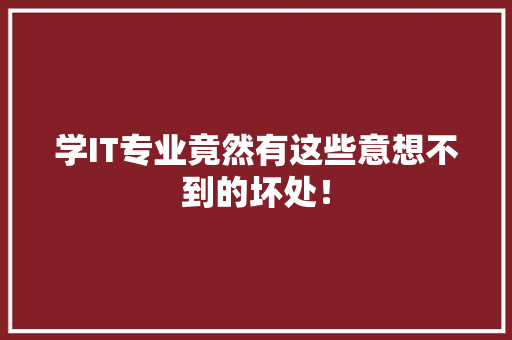 学IT专业竟然有这些意想不到的坏处！ GoogleSEO