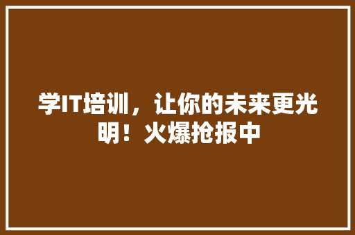 学IT培训，让你的未来更光明！火爆抢报中 百度SEO