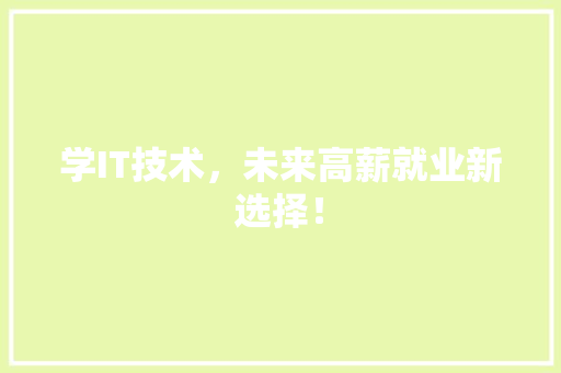 学IT技术，未来高薪就业新选择！ 必应SEO