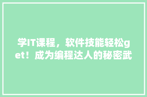 学IT课程，软件技能轻松get！成为编程达人的秘密武器！