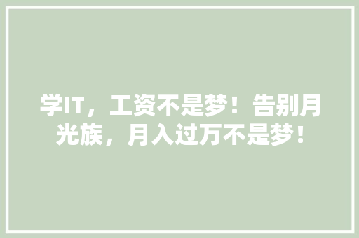 学IT，工资不是梦！告别月光族，月入过万不是梦！ 搜狗SEO