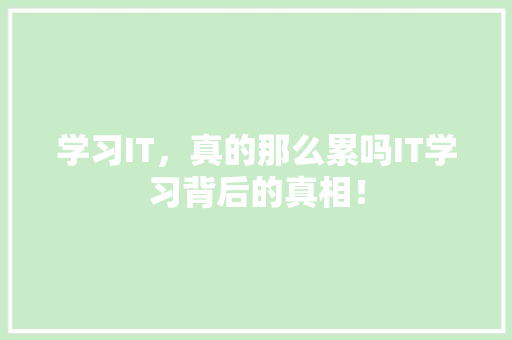 学习IT，真的那么累吗IT学习背后的真相！ GoogleSEO