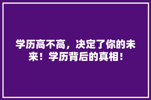 学历高不高，决定了你的未来！学历背后的真相！ 百度SEO