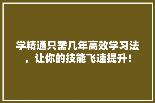 学精通只需几年高效学习法，让你的技能飞速提升！ 神马SEO