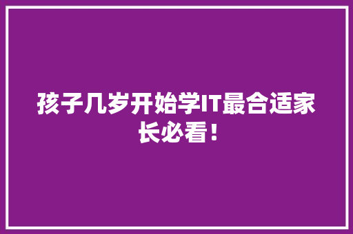 孩子几岁开始学IT最合适家长必看！ 百度SEO