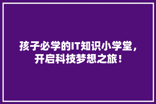 孩子必学的IT知识小学堂，开启科技梦想之旅！ 必应SEO