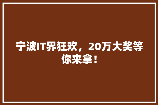 宁波IT界狂欢，20万大奖等你来拿！ 必应SEO
