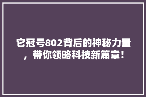 它冠号802背后的神秘力量，带你领略科技新篇章！ 必应SEO