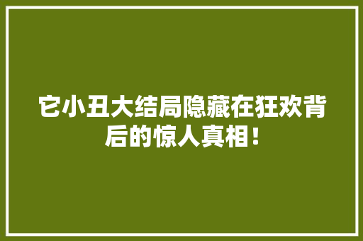 它小丑大结局隐藏在狂欢背后的惊人真相！ 百度SEO