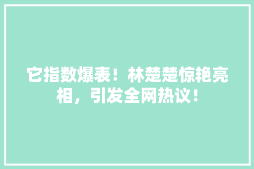 它指数爆表！林楚楚惊艳亮相，引发全网热议！ 百度SEO
