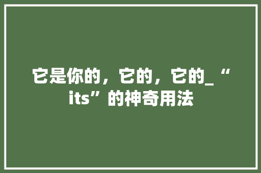 它是你的，它的，它的_“its”的神奇用法 神马SEO