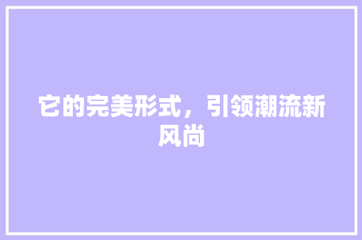 它的完美形式，引领潮流新风尚 搜狗SEO