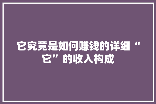 它究竟是如何赚钱的详细“它”的收入构成 百度SEO