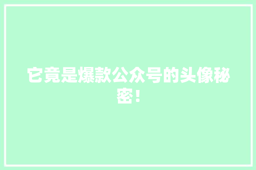 它竟是爆款公众号的头像秘密！ 搜狗SEO