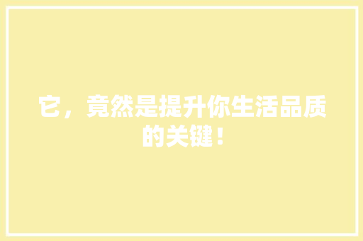 它，竟然是提升你生活品质的关键！ 搜狗SEO