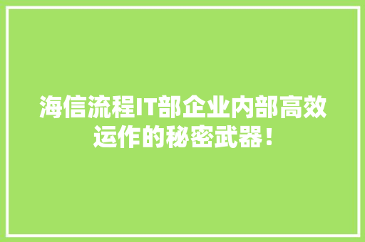 海信流程IT部企业内部高效运作的秘密武器！ 必应SEO