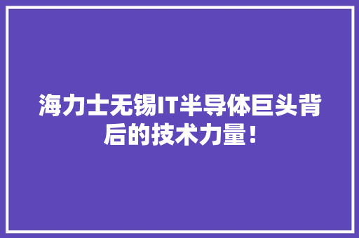 海力士无锡IT半导体巨头背后的技术力量！ 搜狗SEO