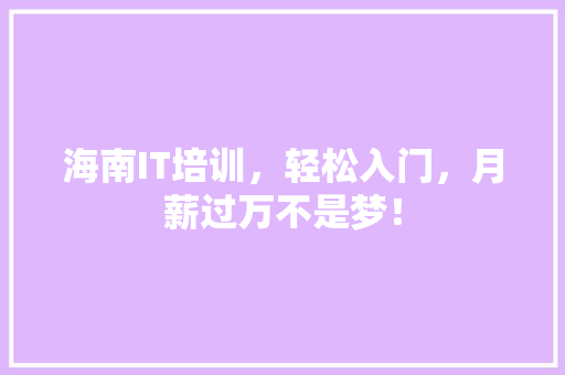 海南IT培训，轻松入门，月薪过万不是梦！ GoogleSEO