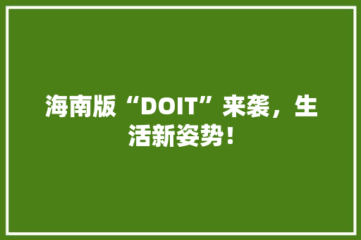 海南版“DOIT”来袭，生活新姿势！ GoogleSEO