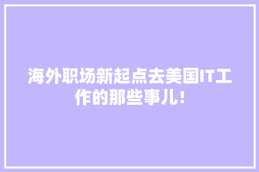 海外职场新起点去美国IT工作的那些事儿！ GoogleSEO