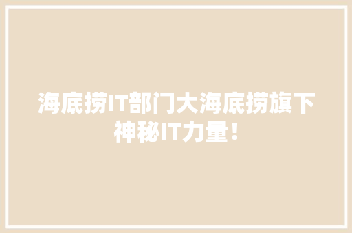 海底捞IT部门大海底捞旗下神秘IT力量！ 搜狗SEO