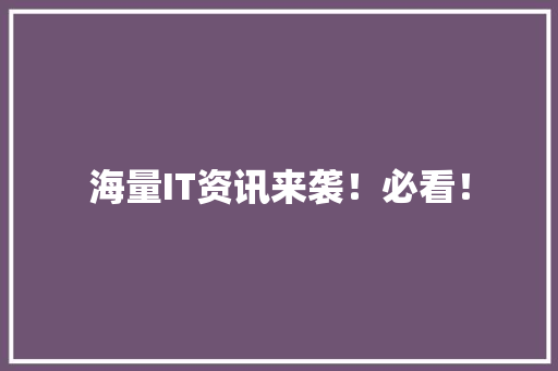 海量IT资讯来袭！必看！ 百度SEO