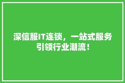 深信服IT连锁，一站式服务引领行业潮流！ GoogleSEO