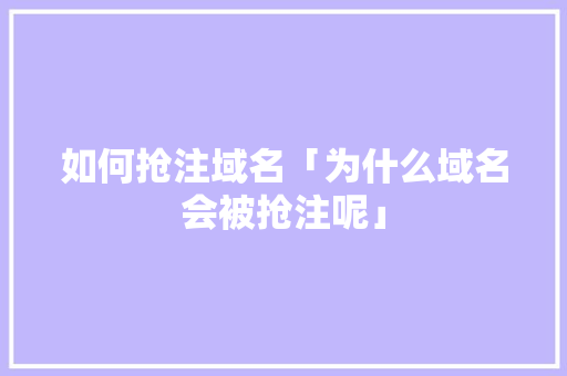 如何抢注域名「为什么域名会被抢注呢」 如何抢注域名「为什么域名会被抢注呢」 必应SEO