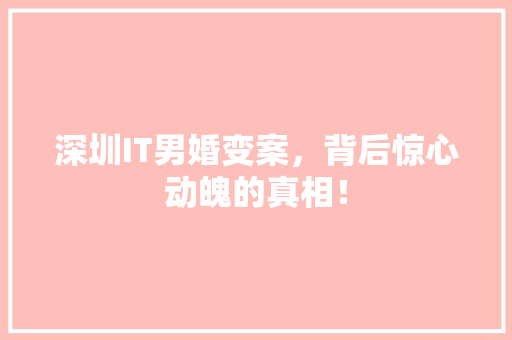 深圳IT男婚变案，背后惊心动魄的真相！ 百度SEO